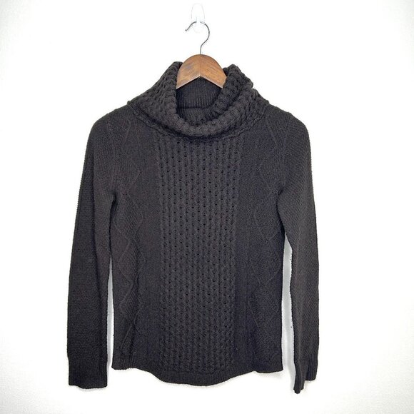 Theory Grisel Turtleneck Cable Knit 100% Wool Sweater Grey Medium - Picture 1 of 9